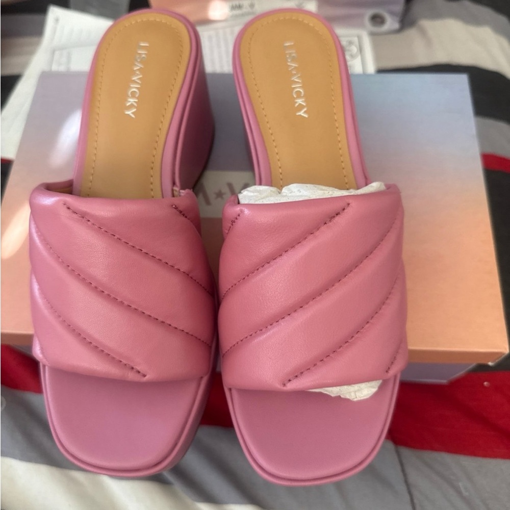 Lisa Vicky Pink Quilted Mules